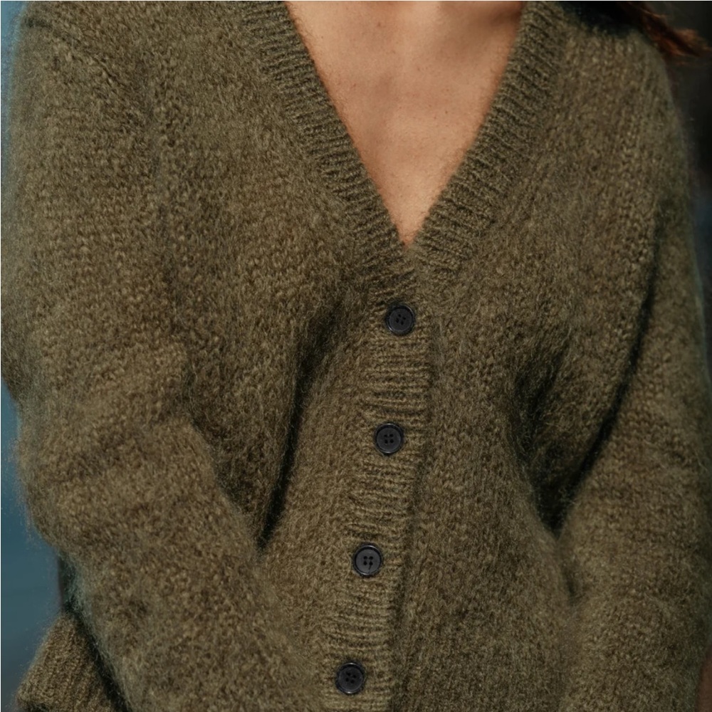 Jenni Kayne mohair boyfriend cardigan in olive size small never worn